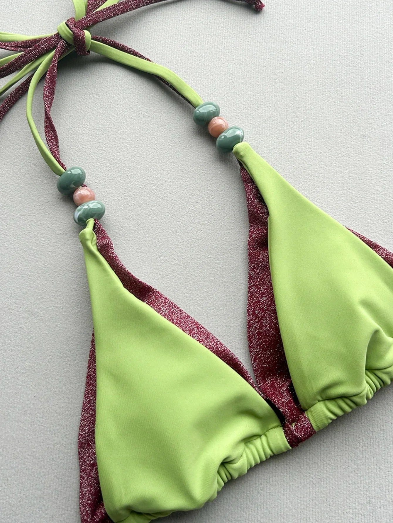 Summer Green Patchwork Bikini Set