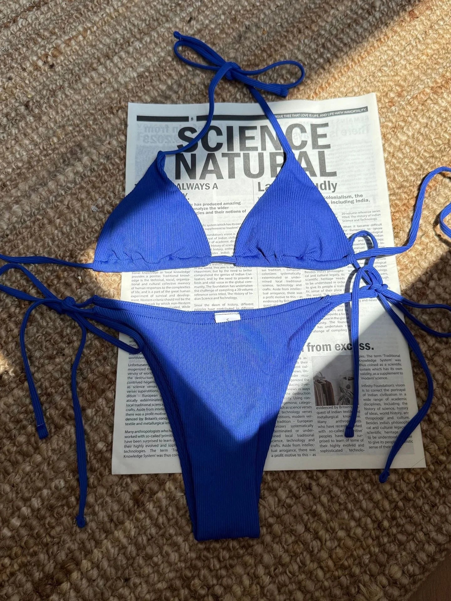 Solid Red Halter Push Up Bra Tie Side Triangle Swimsuit