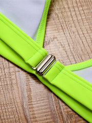 Halter Neon Green Brazilian Thong Bikini
