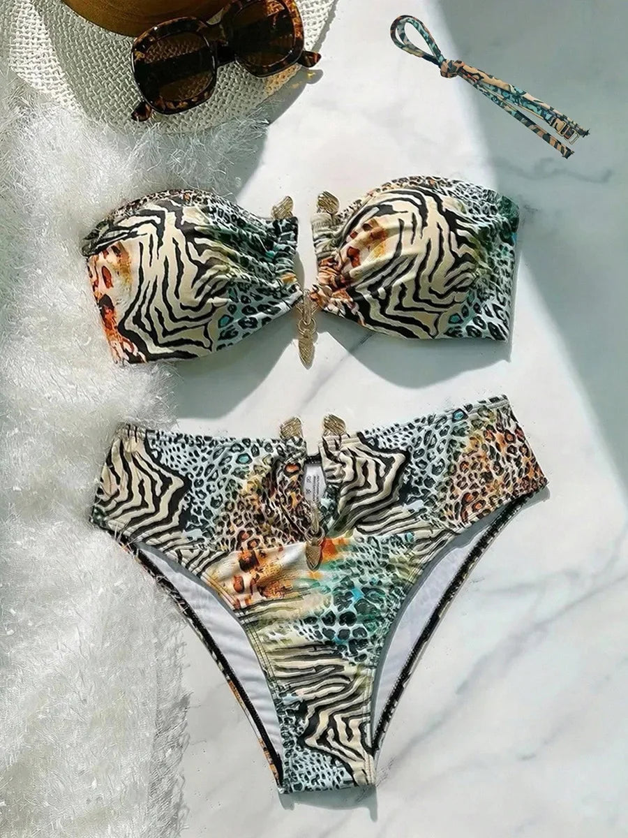 S - XL Leopard Bandeau Bikini