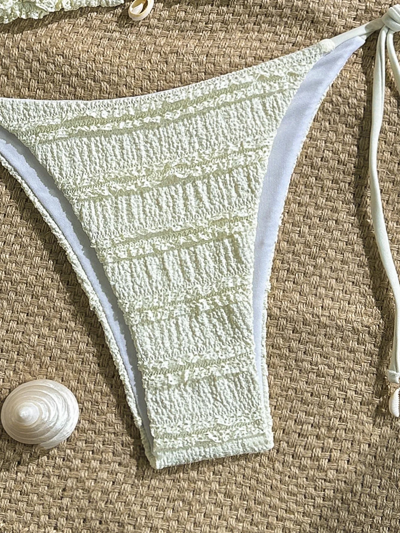 Sexy Beige Pleate Micro Bikini