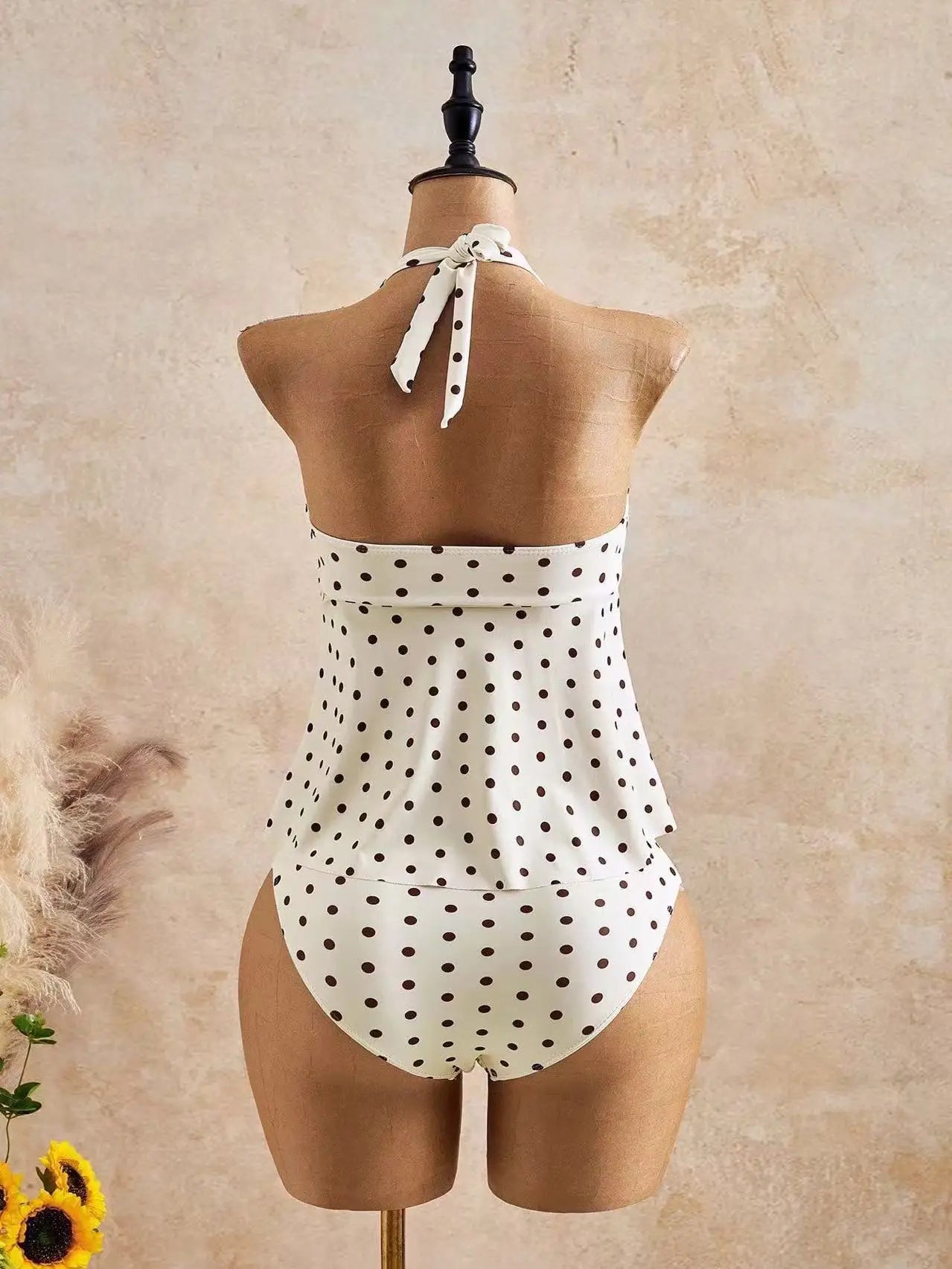 Vintage Polka Dot Print Bikini Set