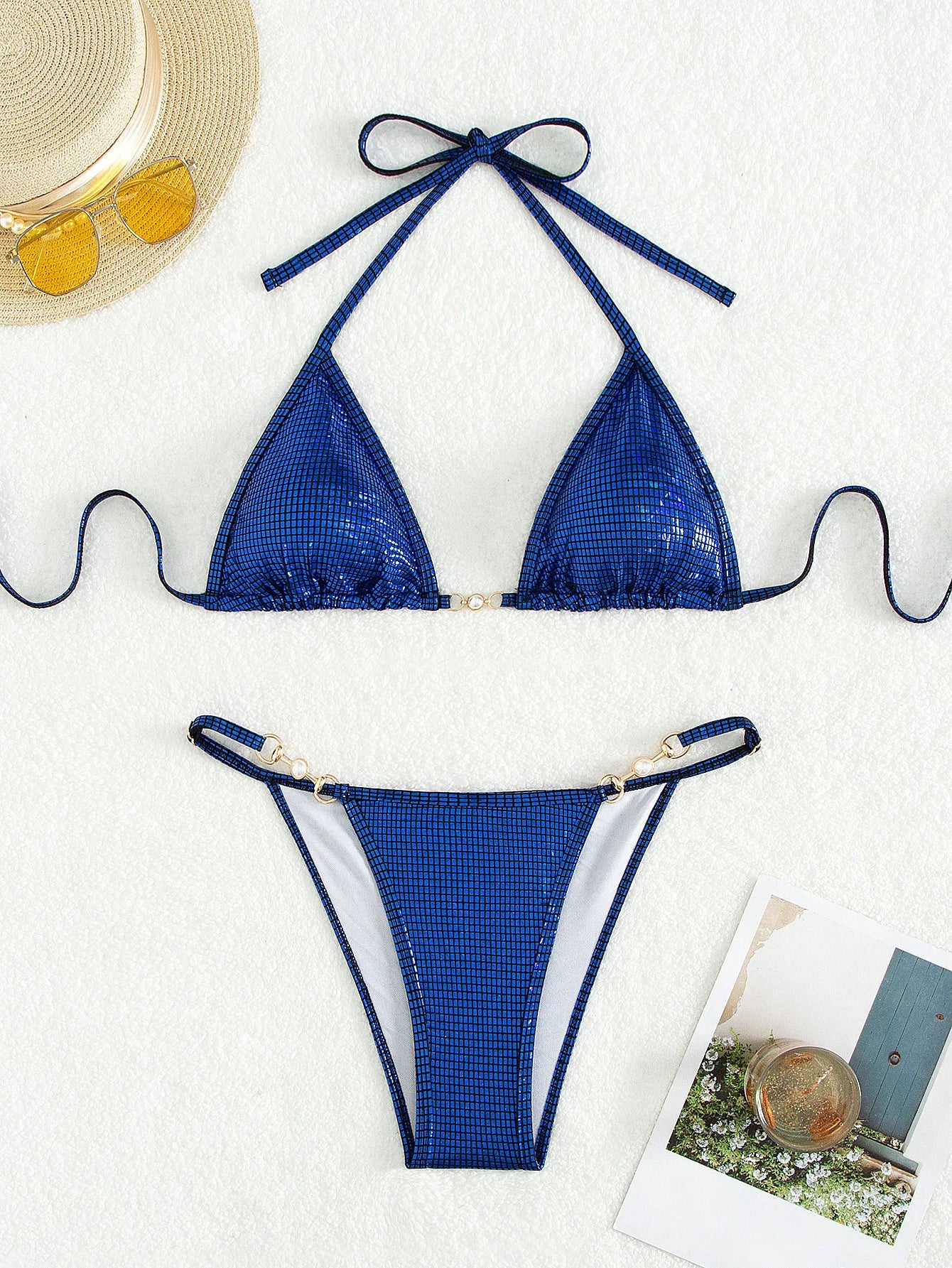 Shiny Blue Bikini Set