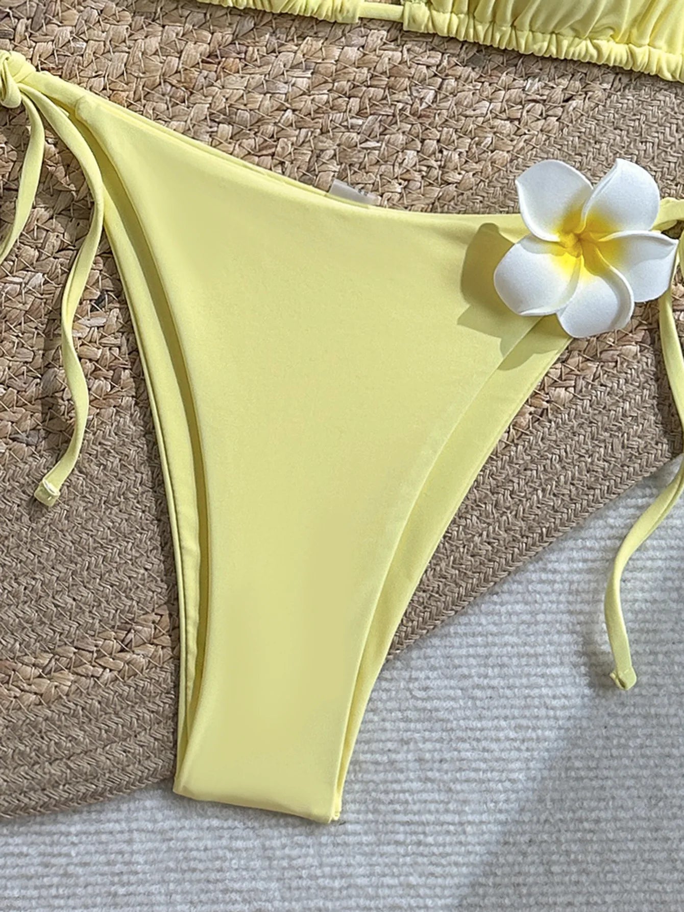 Sexy Yellow Fruit Print Cover Up Bikini Set