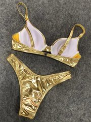 Shiny PU Faux Leather Bikini