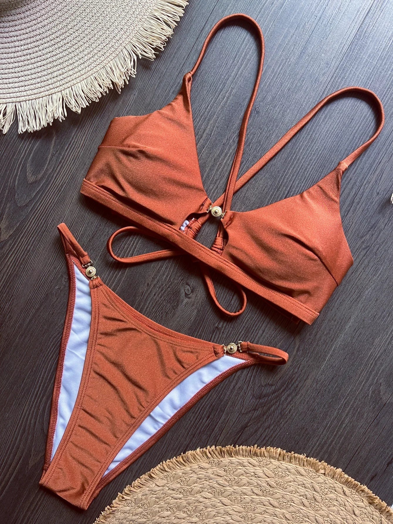 Cross Back Hollow Out Bikini