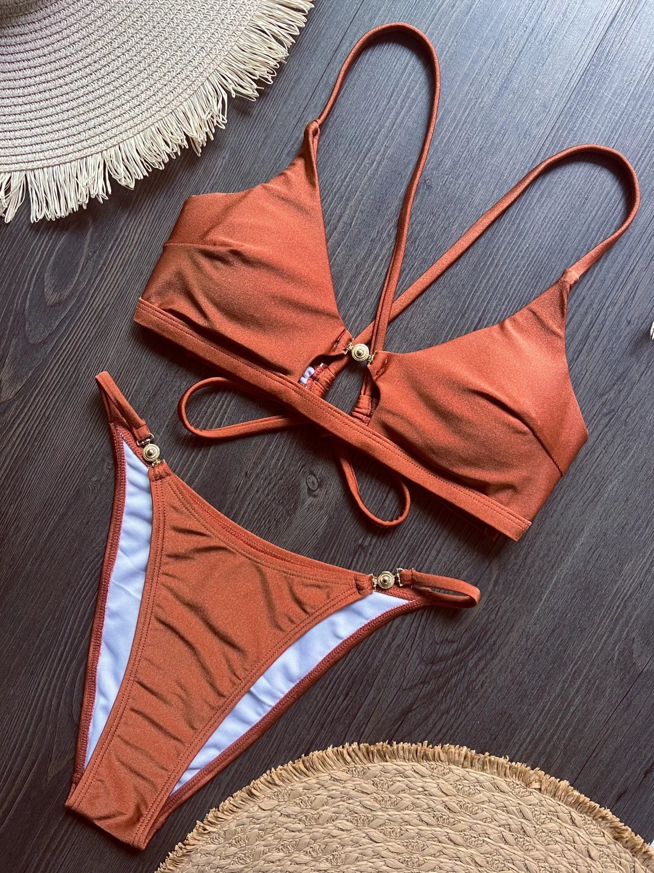 Cross Back Hollow Out Bikini