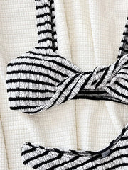 Twisted Striped Wrinkled Brazilian Bikini