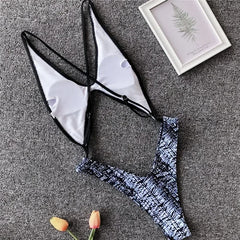 Leopard Splicing High Leg Cut Out Female Swimwear One Piece Swimsuit