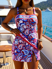 Vintage Pink Floral Print Tankini Set