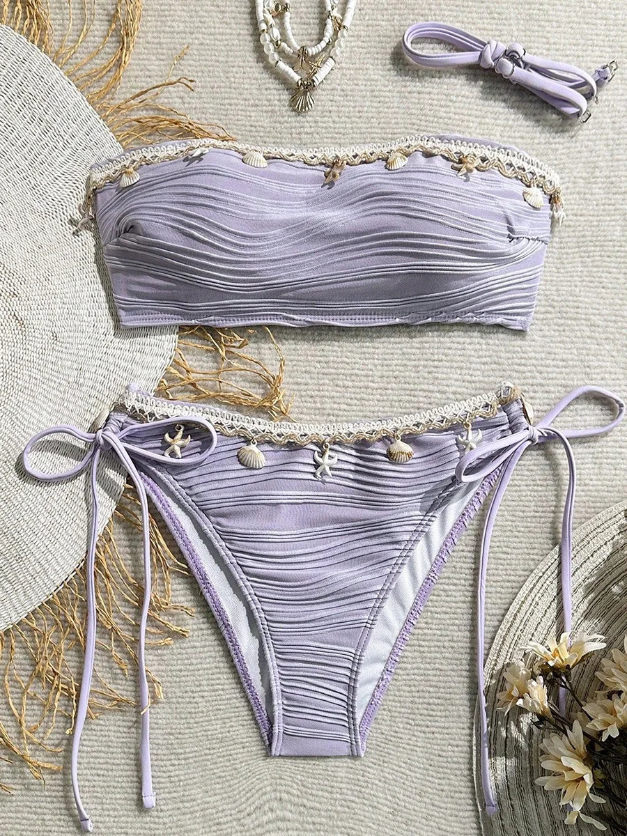 XS - XL Bandeau Wrinkled High Cut Bikini