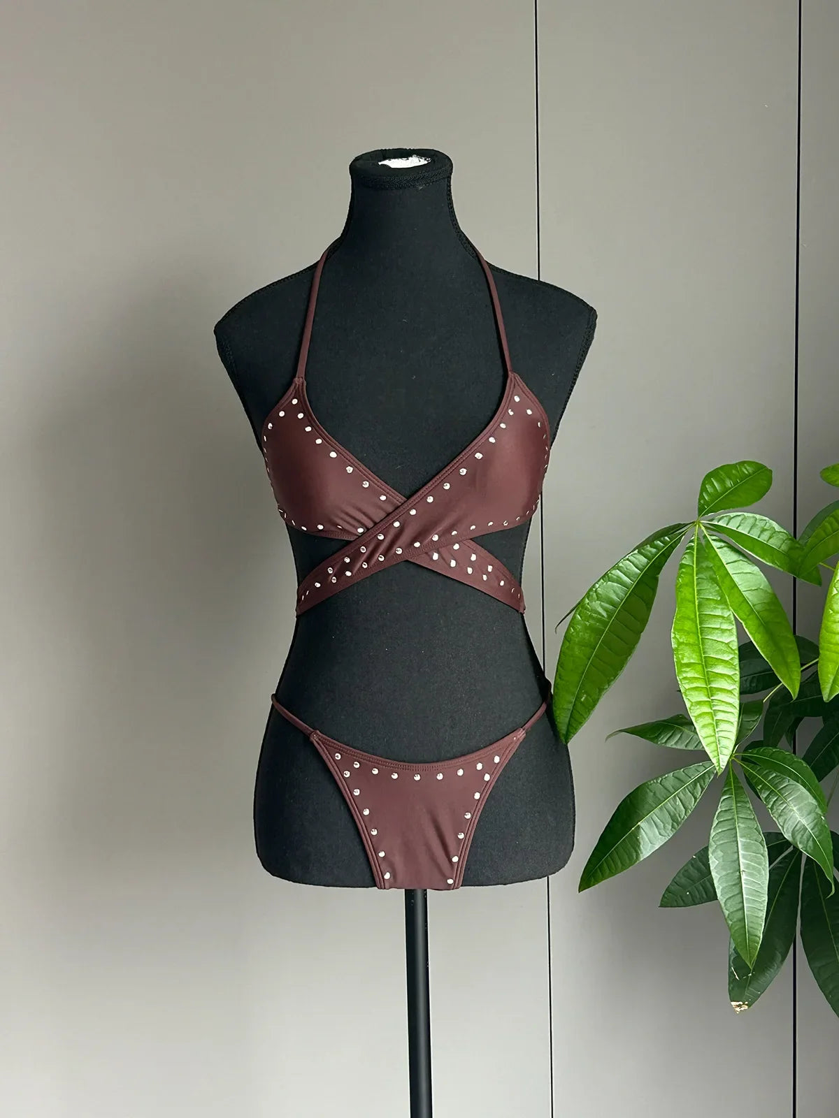 Sexy Brown Diamond Micro Bikini