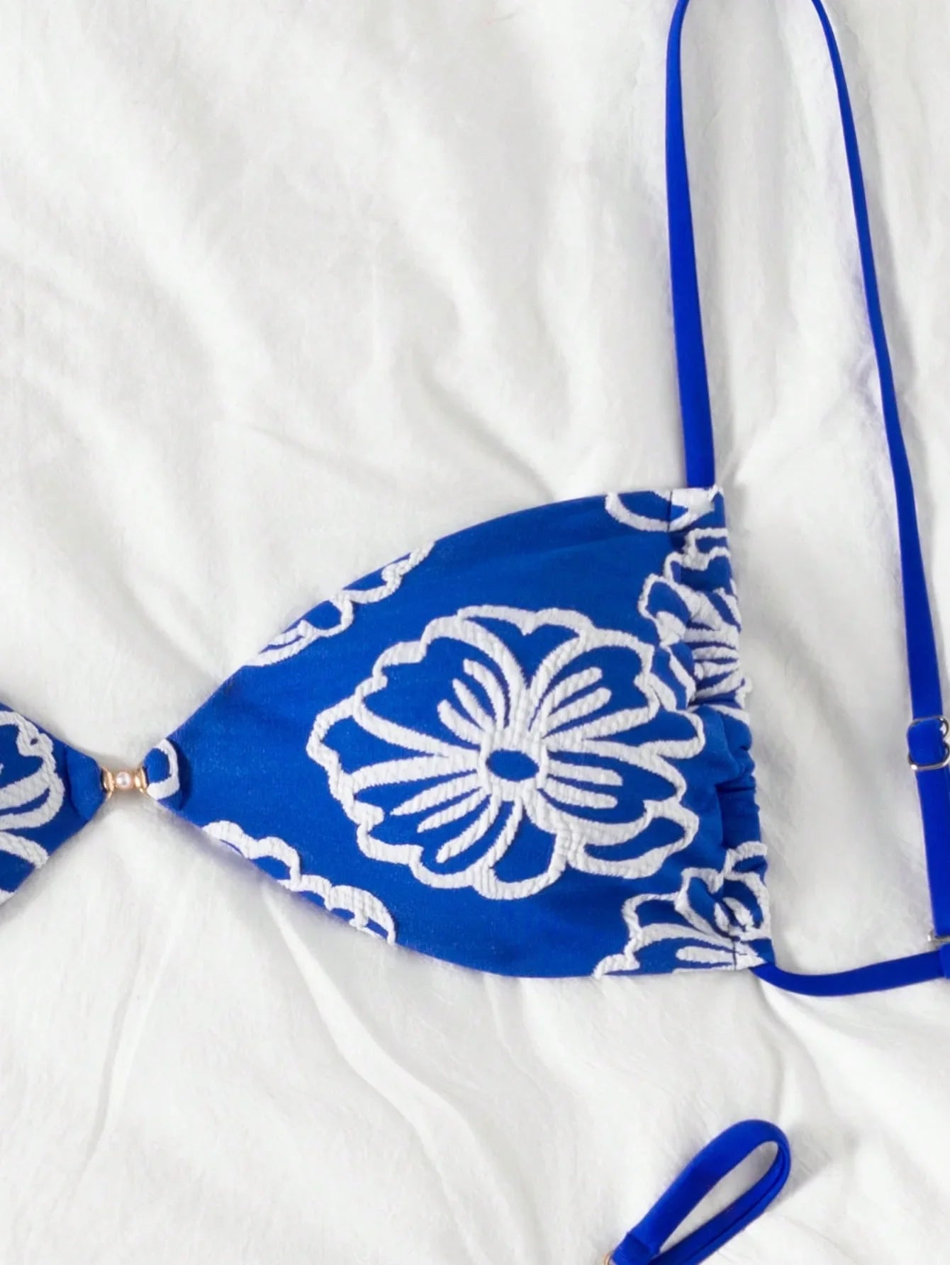 Sexy Blue Lace Flower Micro Bikini Set