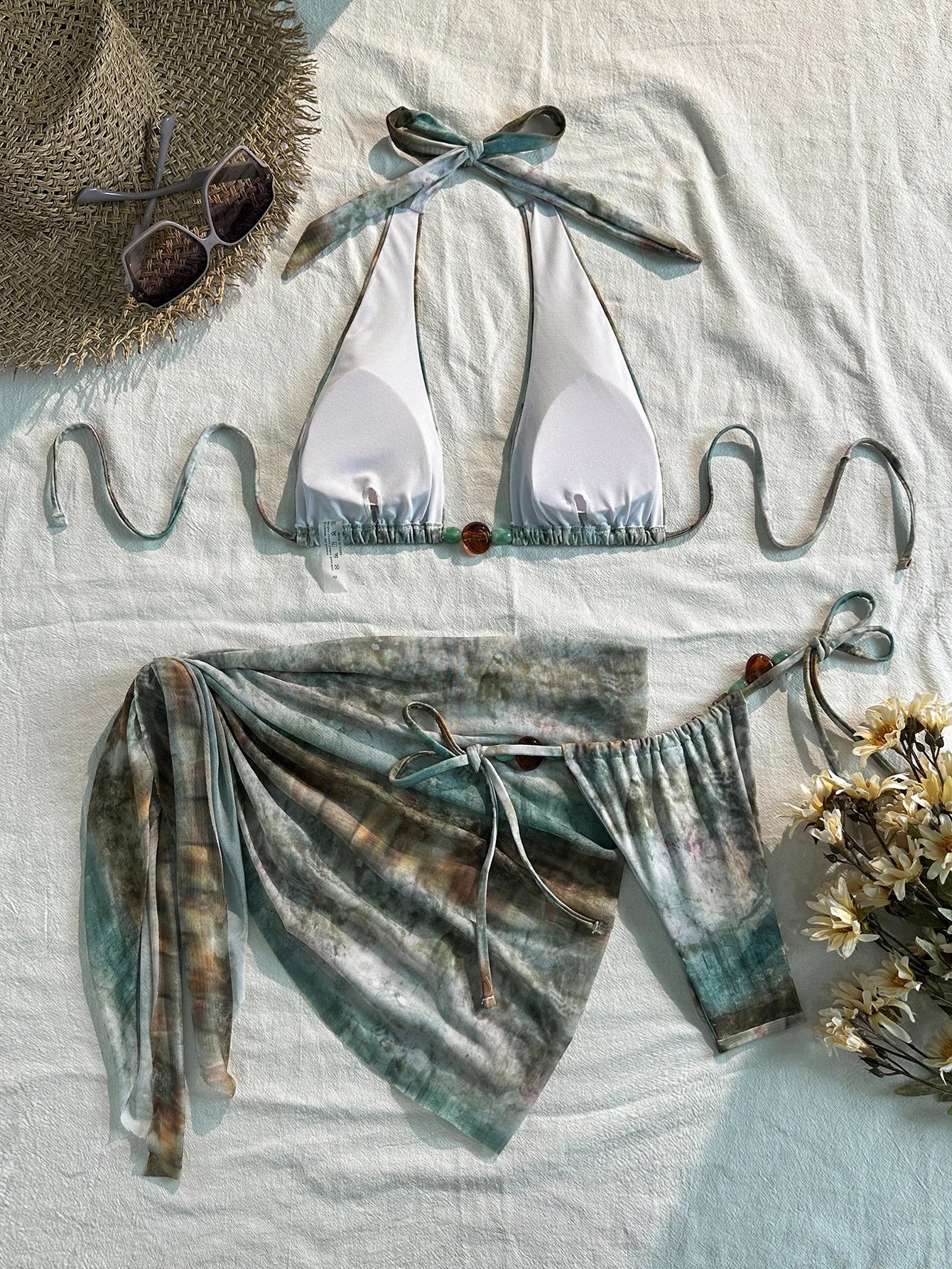 Green Tie Dye Ghradient Bikini Set