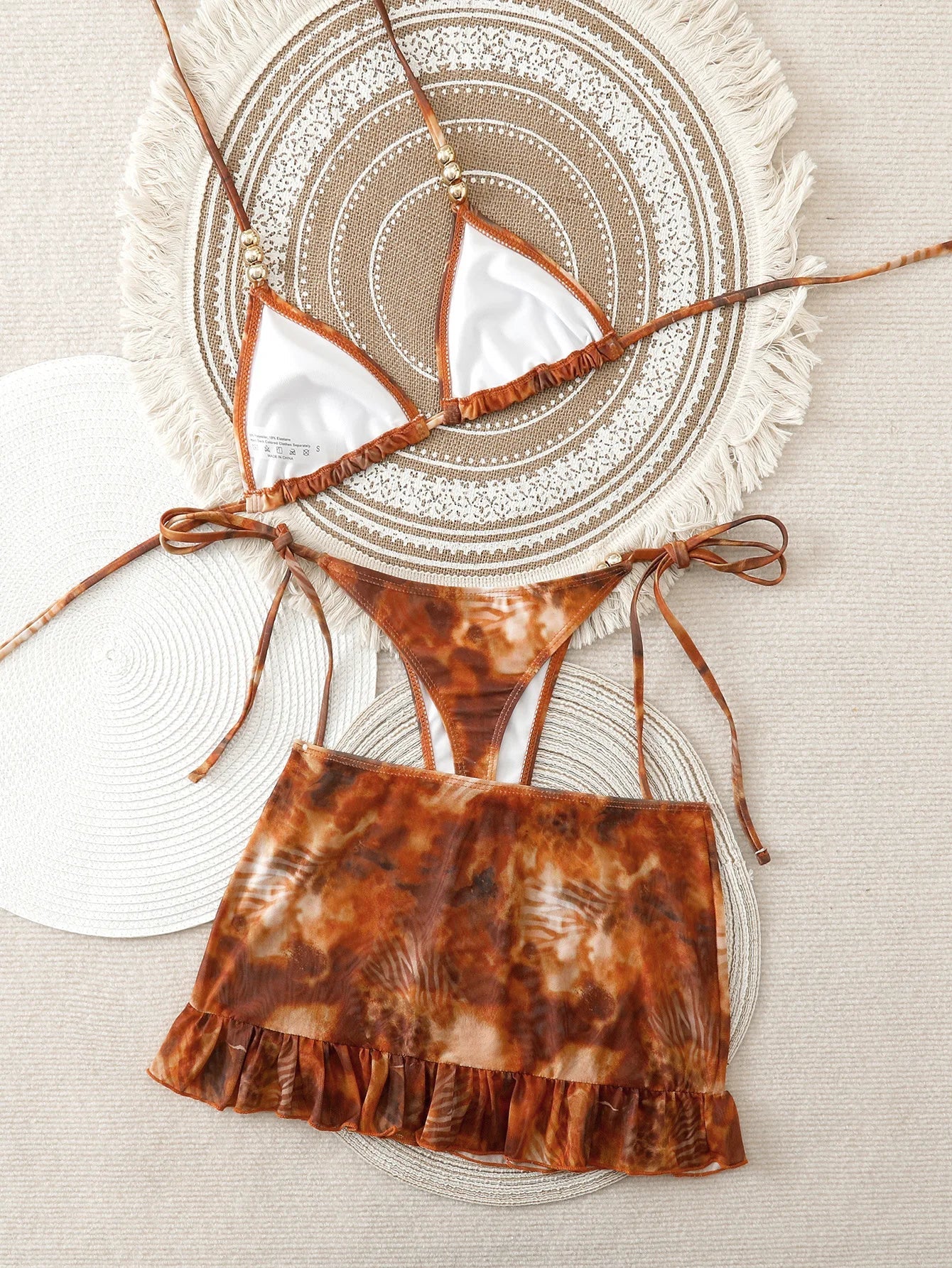 Sexy Orange Tie Dye Gradient Bikini Set
