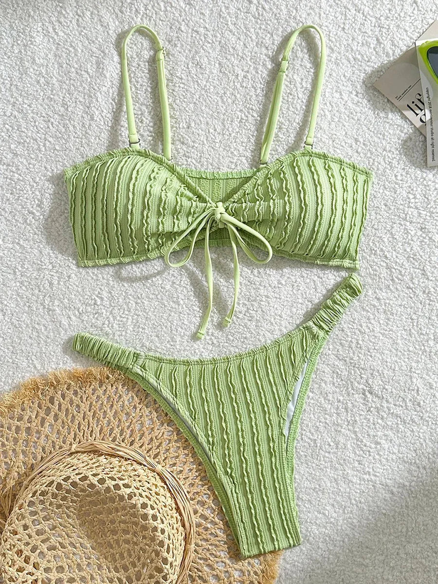 Wrinkled Crinkled Tie Knotted Bikini