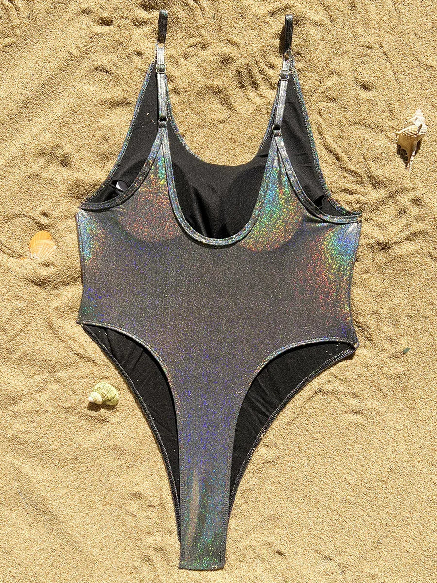 Extreme Mini Micro Thong Glitter Sparkling Women Swimwear One Piece Swimsuit