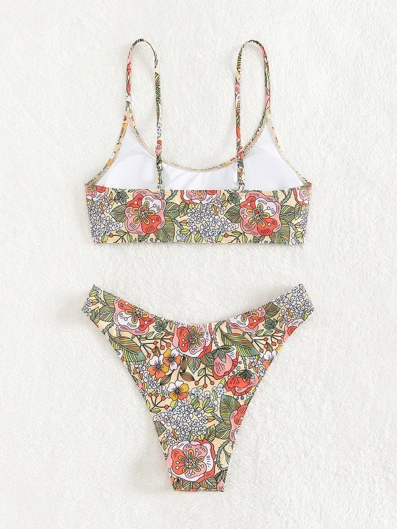 Halter Cut Out Beach Bathing Suit Thong Swimwear