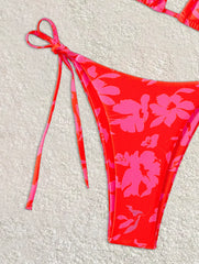 Sexy Red Floral Print Bikini