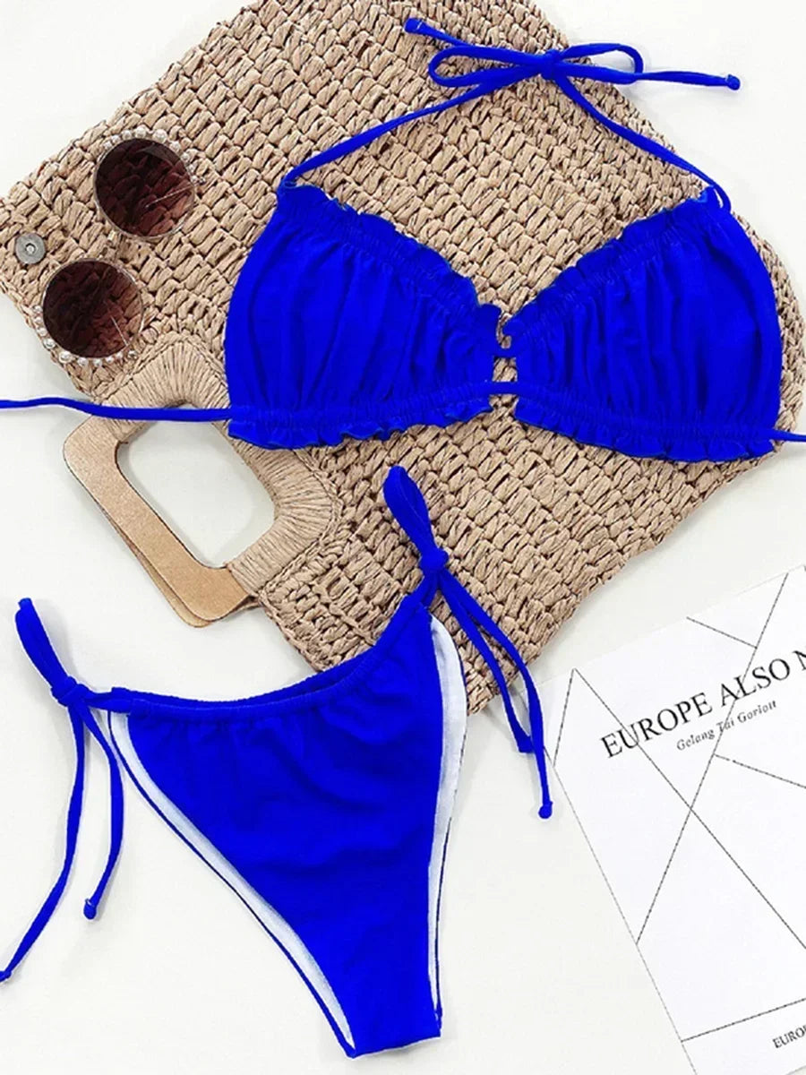 Leopard Ruffled Frilled Pleated Ruched Bikini