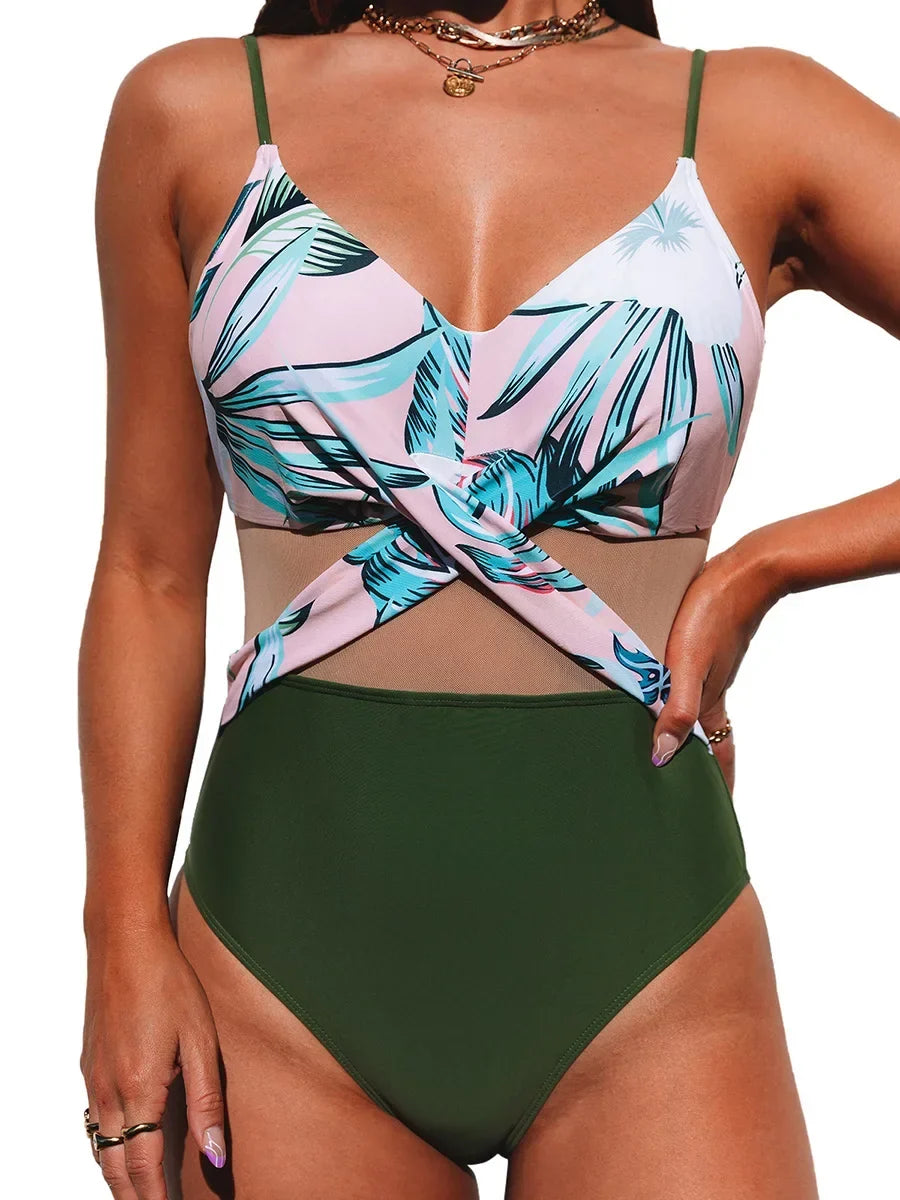 S - XXL Sexy Mesh See Through Women Swimwear One Piece Swimsuit