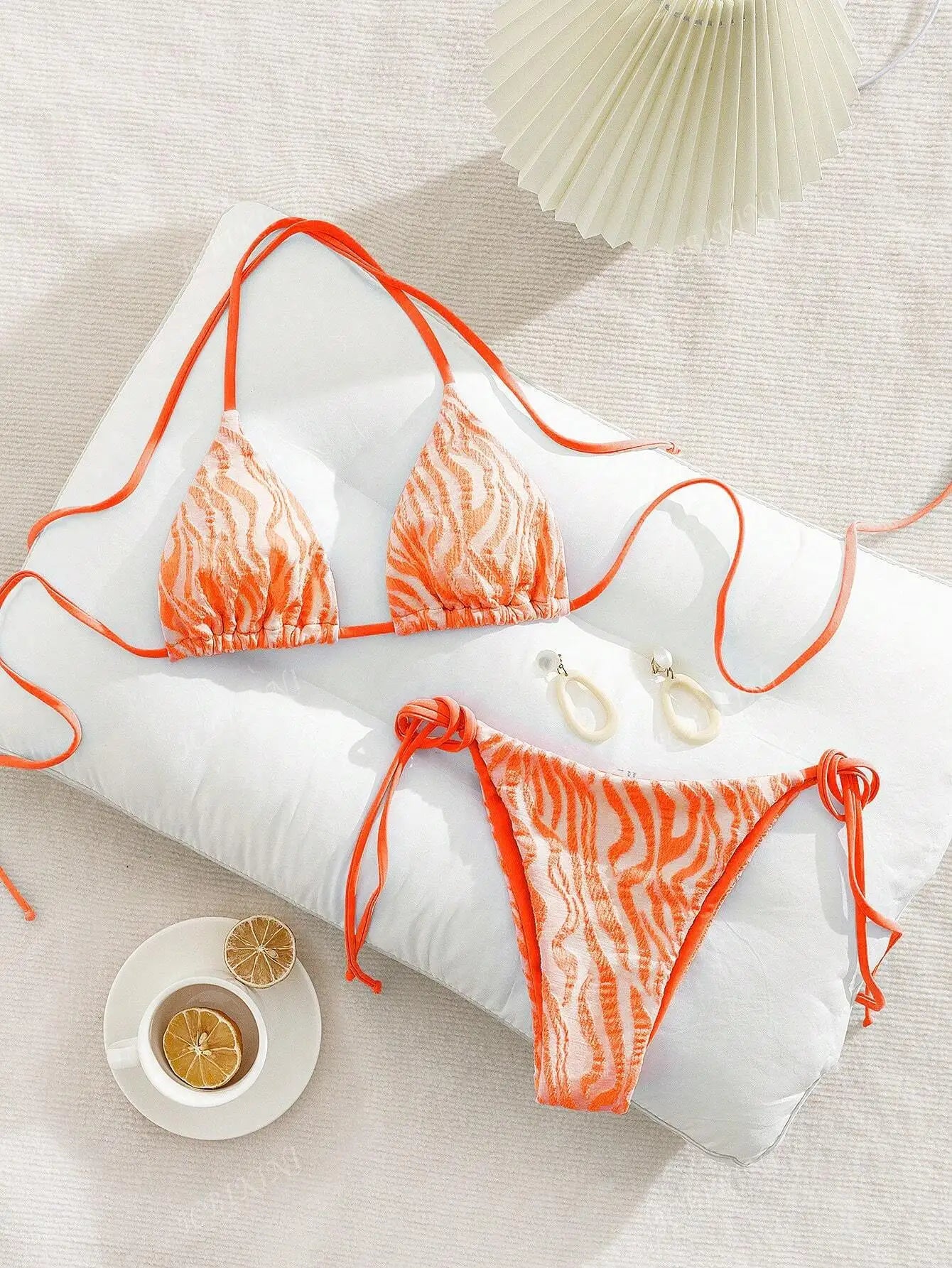 Sexy Orange Zebra Print Micro Bikini