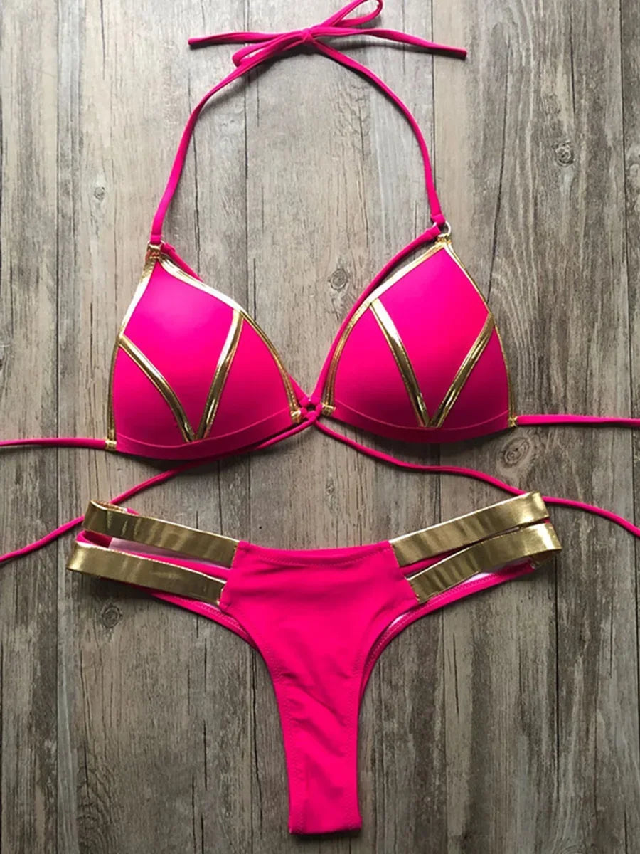 Sexy Halter Push Up Brazilian Bikini