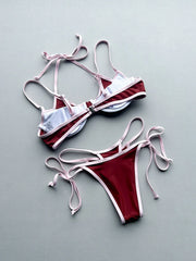 Sexy Red Patchwork Micro Bikini