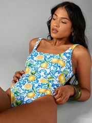 S - XL Lemon Printed Backless Women Swimwear One Piece Swimsuit