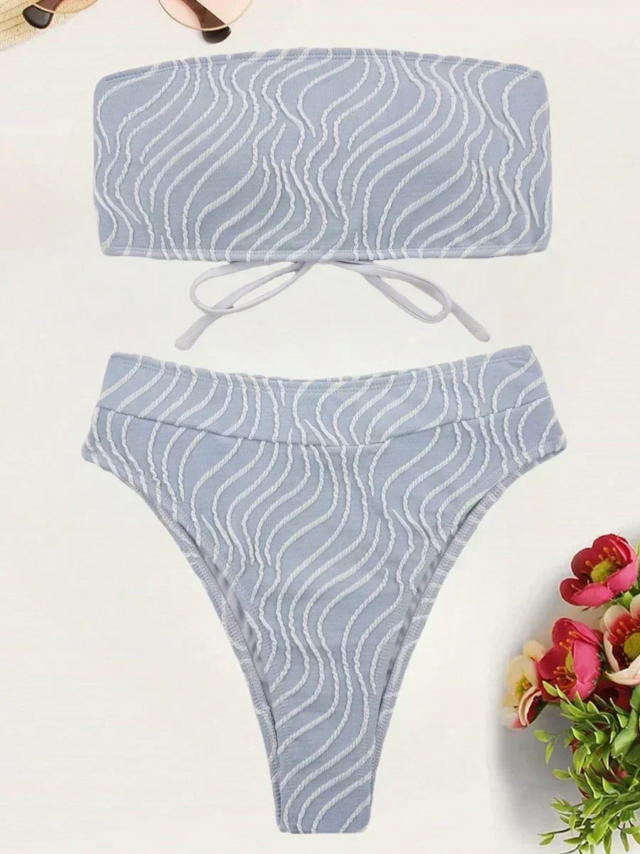 Snake Printed Female Bandeau Swimsuit