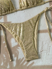 Shiny Gold Leopard Print Bikini Set