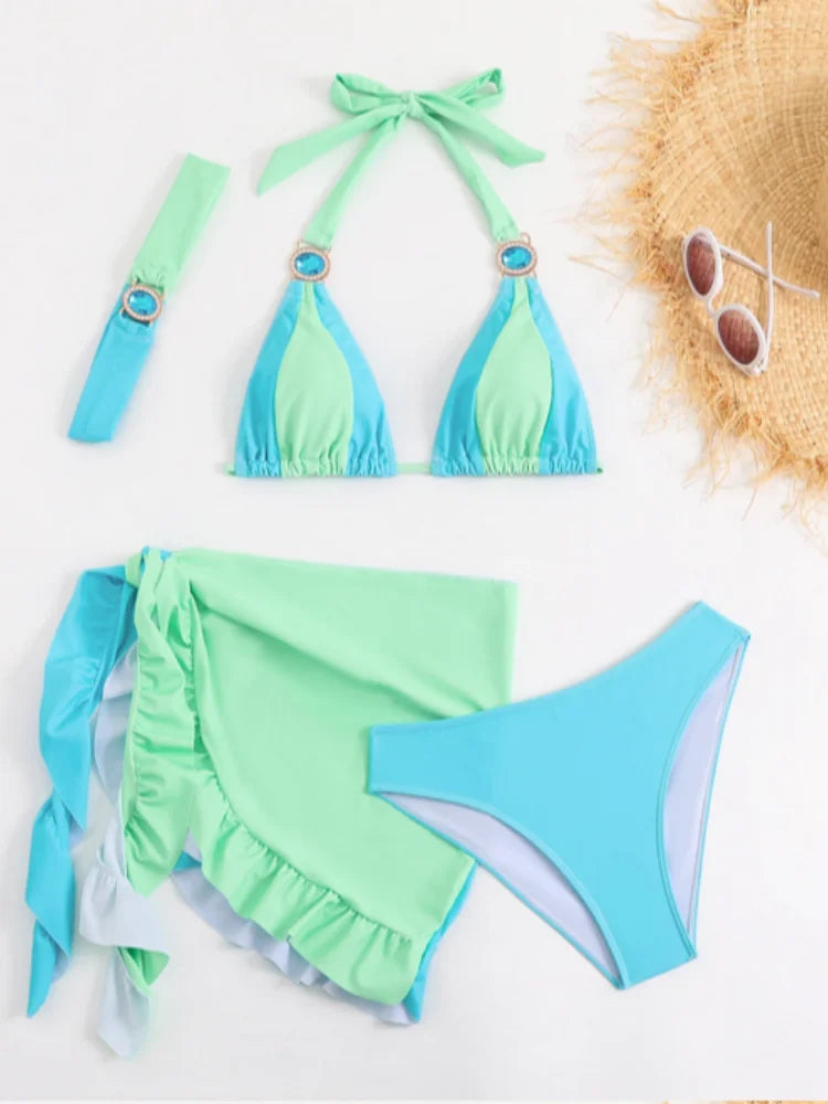 Sexy Skirt 4 Pieces Bikini Set