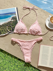 Sexy Yelllow 3D Flower Micro Bikini Set