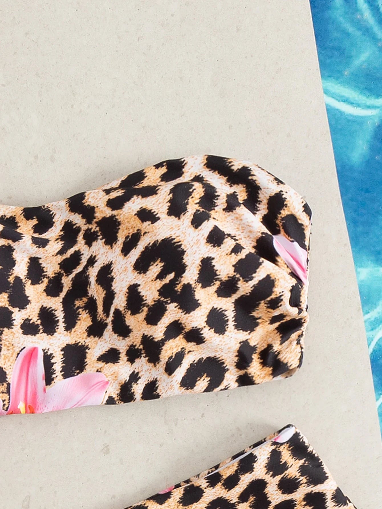 Pink Floral Leopard Print Push Up 2 Piece Swimsuit