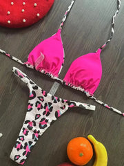 Printed Halter Wrinkled Bikini