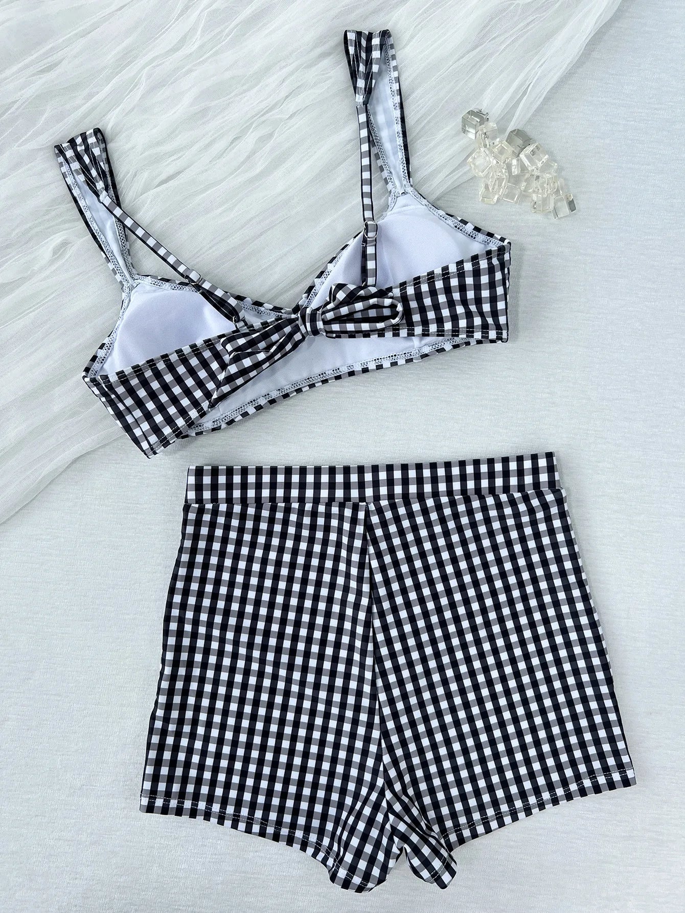 Sexy Black Plaid Bikini Set