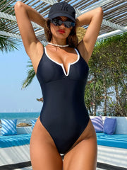 Splicing Underwired V-Bar Women Micro Thong Swimwear One Piece Swimsuit