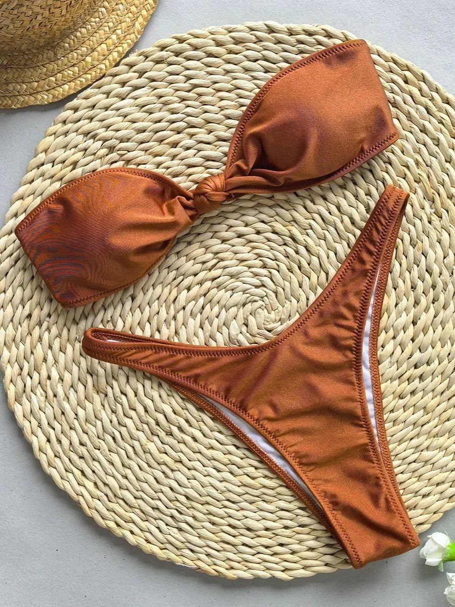 Sexy Front Tie Bow Bikini Set