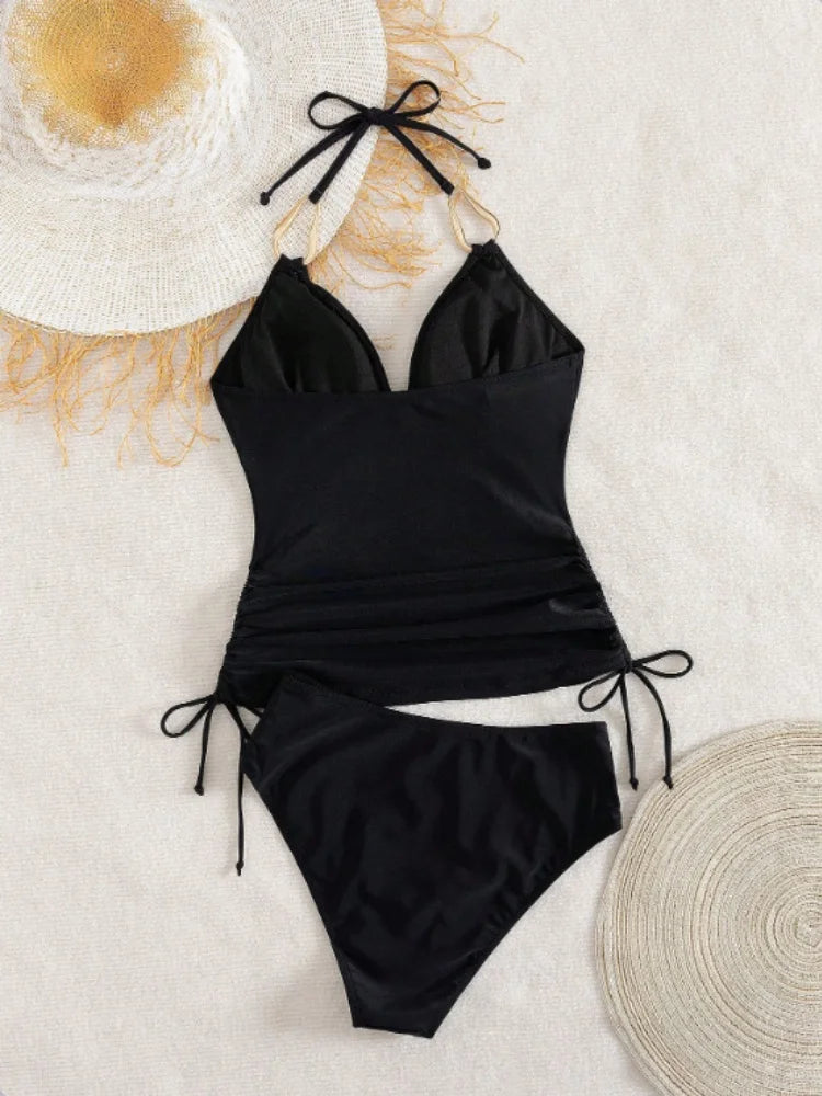 Vintage Black Two Piece Bikini Set