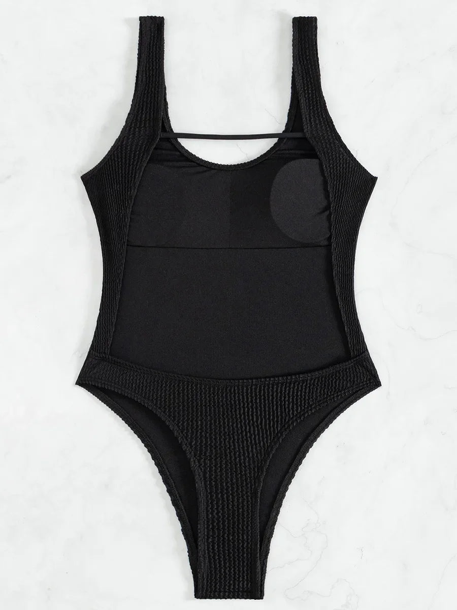 Splicing Backless Women Thong Swimwear One Piece Swimsuit