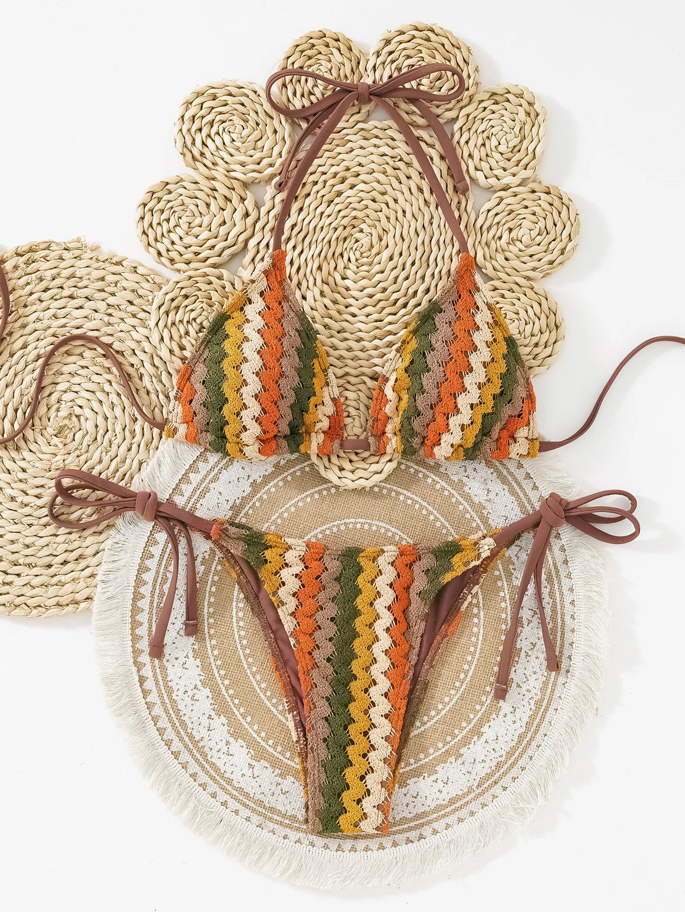 Sexy Yellow Patchwork Bikini