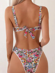 Floral Print Underwired V-Bar Bikini