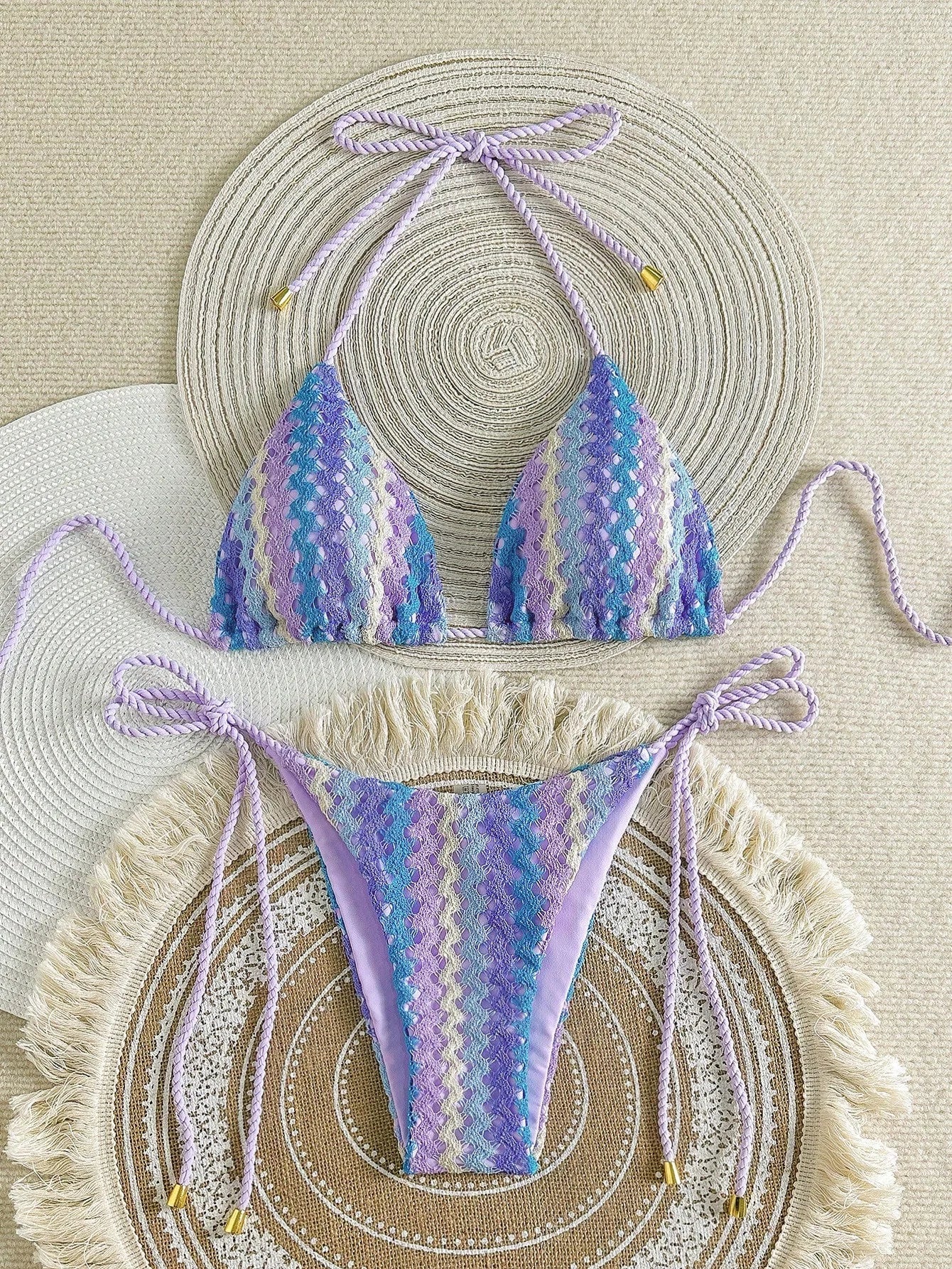 XS - L Mesh Knitted Rope Halter Brazilian Bikini