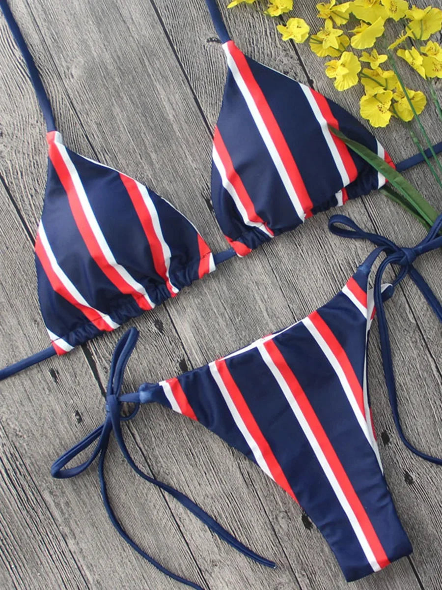 New Sexy Halter Striped Bikini