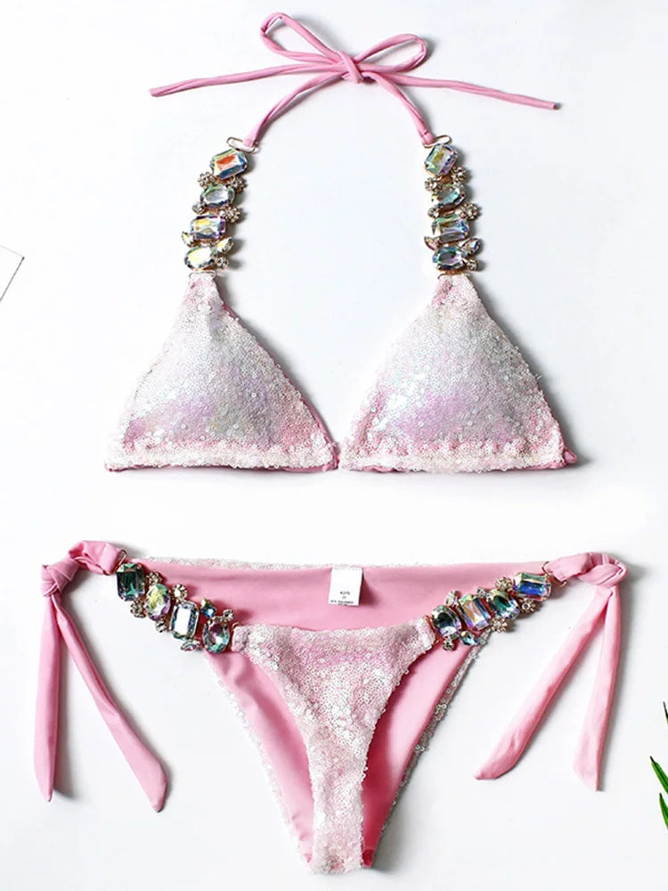 Shiny Sequins Rhinestone Diamond Bikini