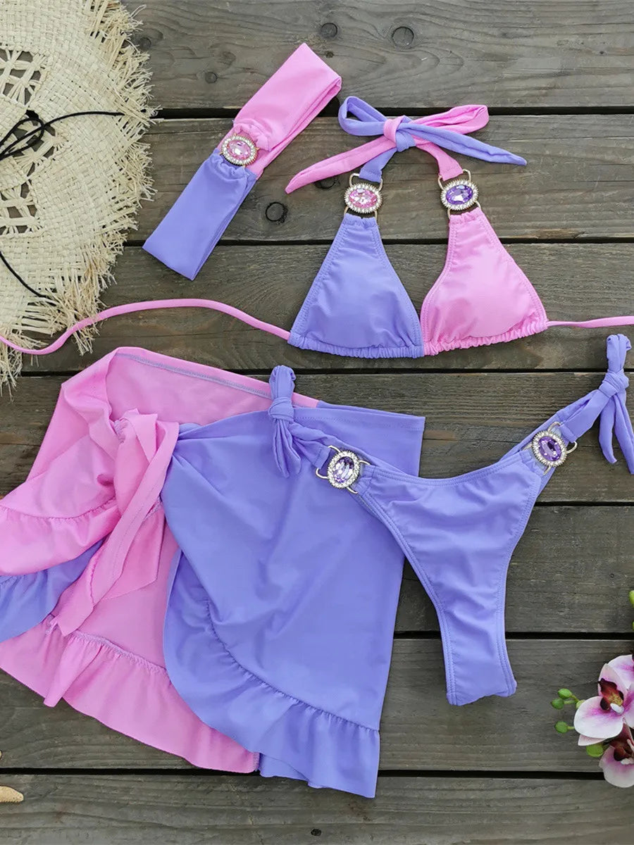 Sexy Skirt 4 Pieces Bikini Set