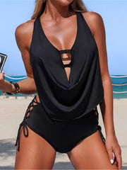 S - XL Padded Bather Bathing Suit Swim V Neck Tankini Female Swimsuit