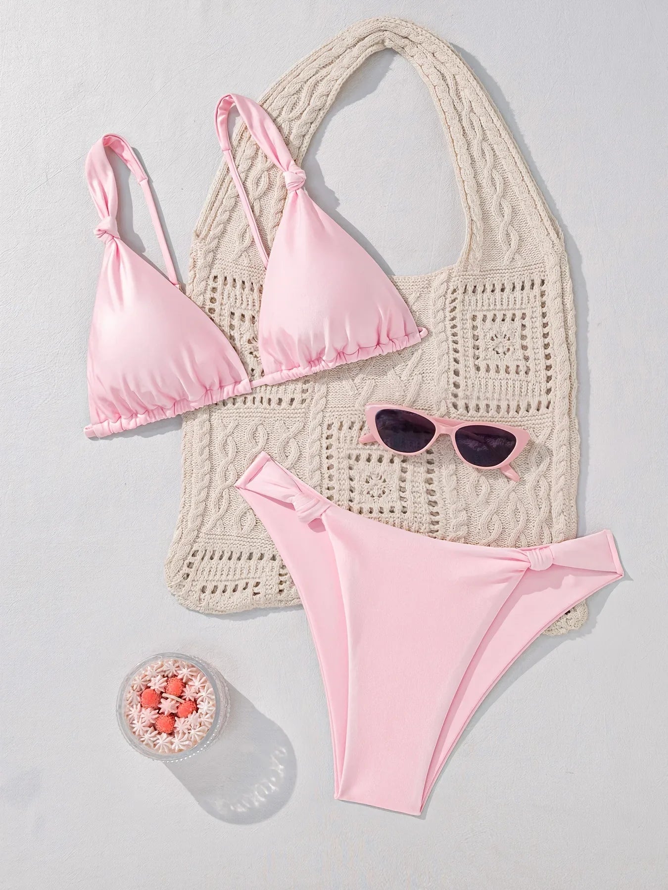 Sexy Pink Bow Thong Bikini