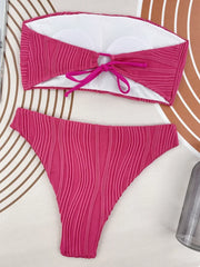 Sexy Bandeau Strapless Wrinkled Bikini