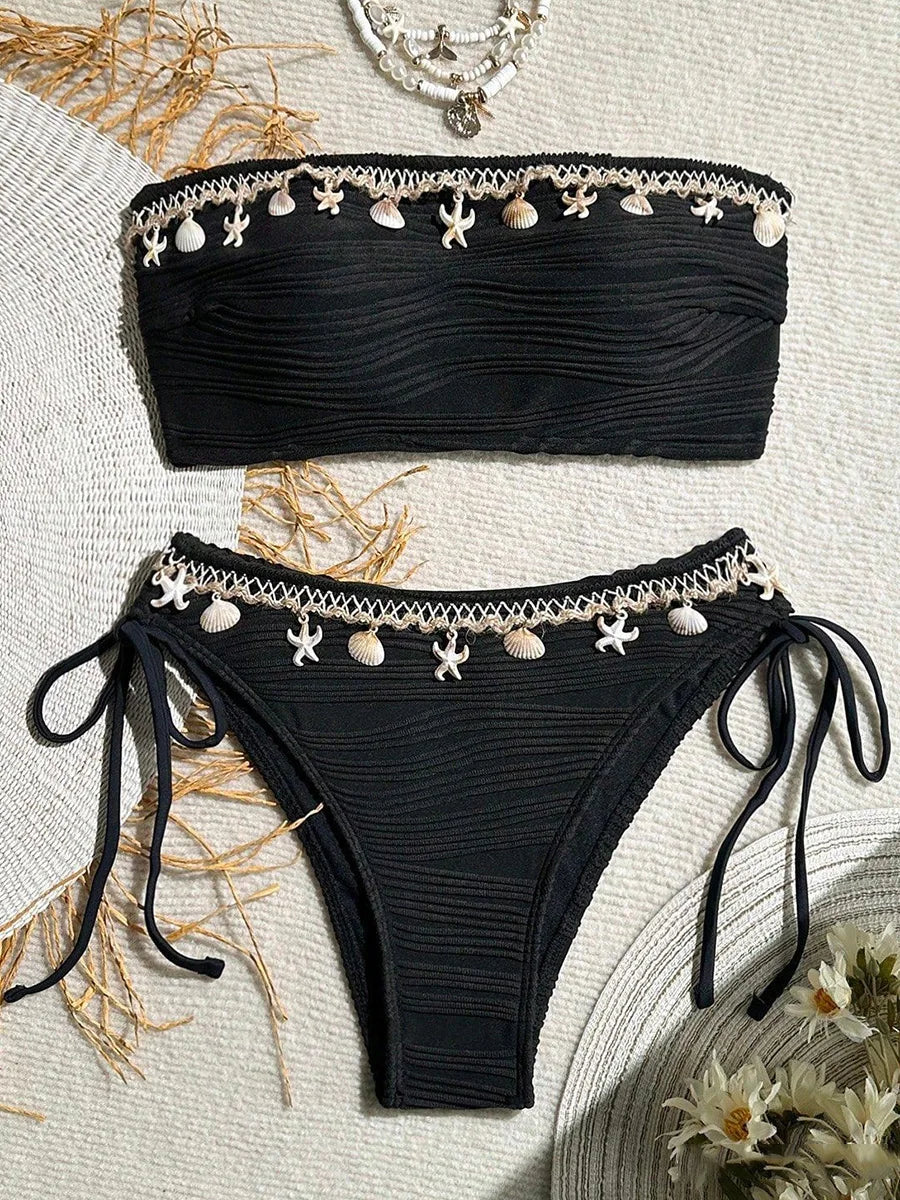 XS - XL Bandeau Wrinkled High Cut Bikini